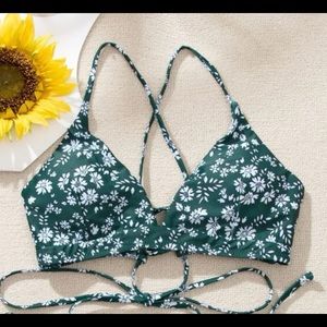 ~ SHEIN Green Floral Bikini Top ~